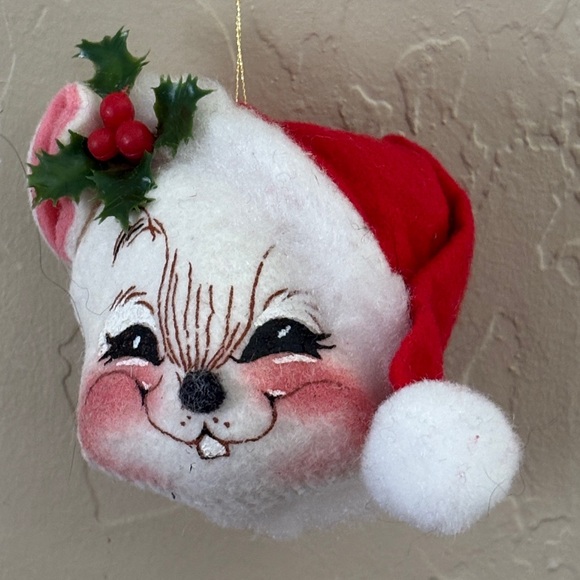 Mouse with Santa Hat Christmas Ornament by Annalee 1998 Classic Retro Look - Picture 1 of 4